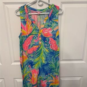 Vibrant Sleeveless Tropical Dress